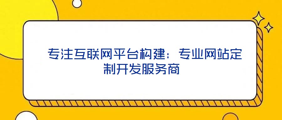 專注互聯網平臺構建:專業網站定制開發服務商